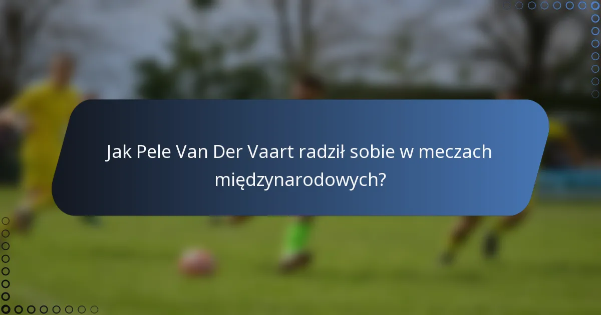 Jak Pele Van Der Vaart radził sobie w meczach międzynarodowych?