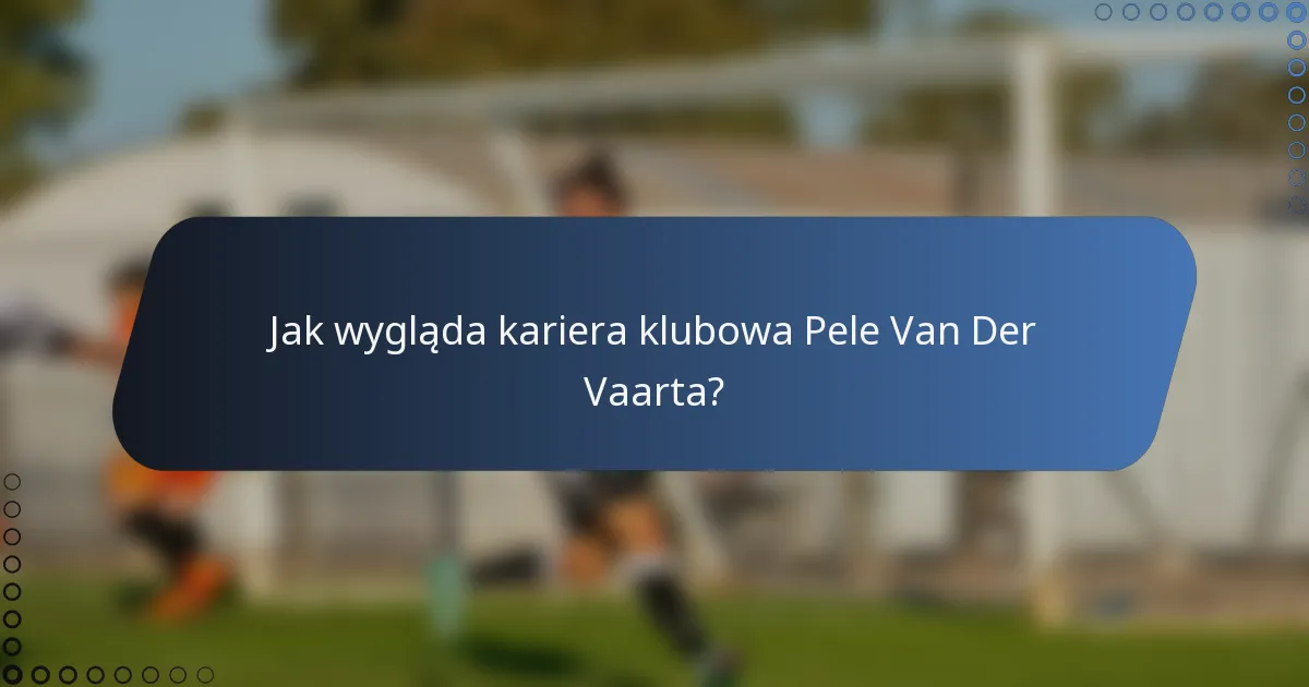 Jak wygląda kariera klubowa Pele Van Der Vaarta?