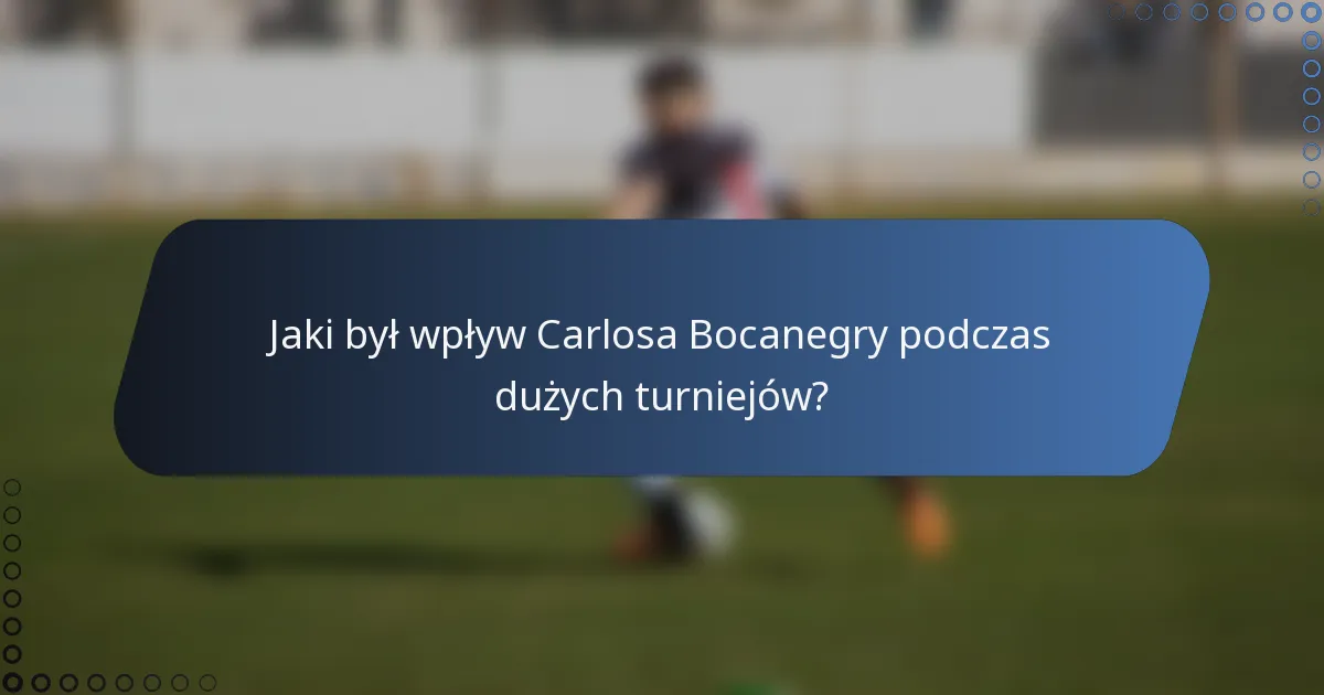 Jaki był wpływ Carlosa Bocanegry podczas dużych turniejów?